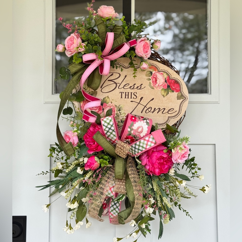 Bless This Home Floral Wreath